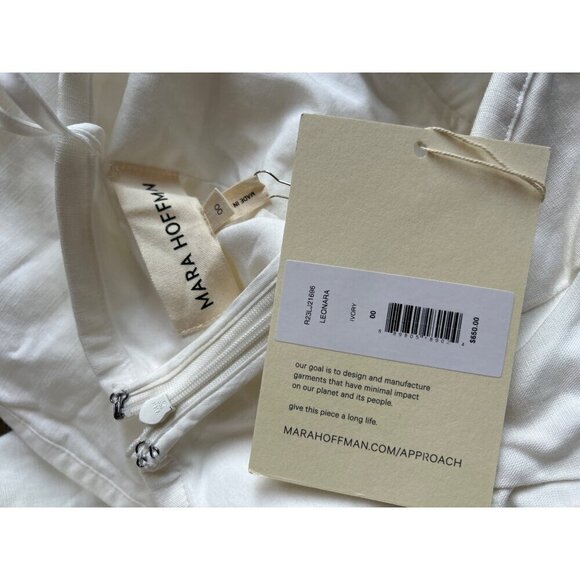 Mara Hoffman Leonara Puff Sleeve Midi Dress Ivory Womens Size 00 - Picture 13 of 15